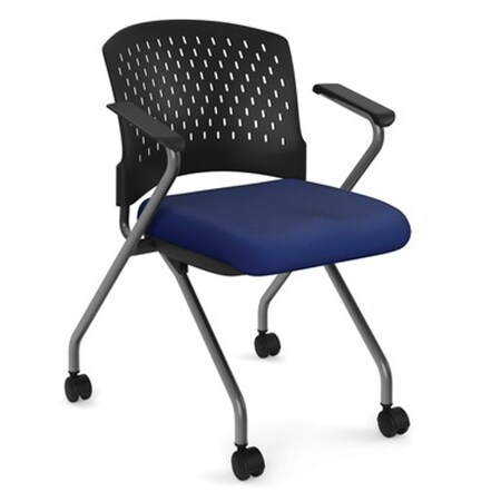 Officesource Perch Collection Nesting Chair with Arms and Casters, Titanium Frame OSSN6953FBK